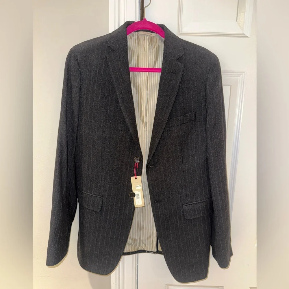Men's Black Pinstripe Blazer Banana Republic Heritage Size 38 NWT